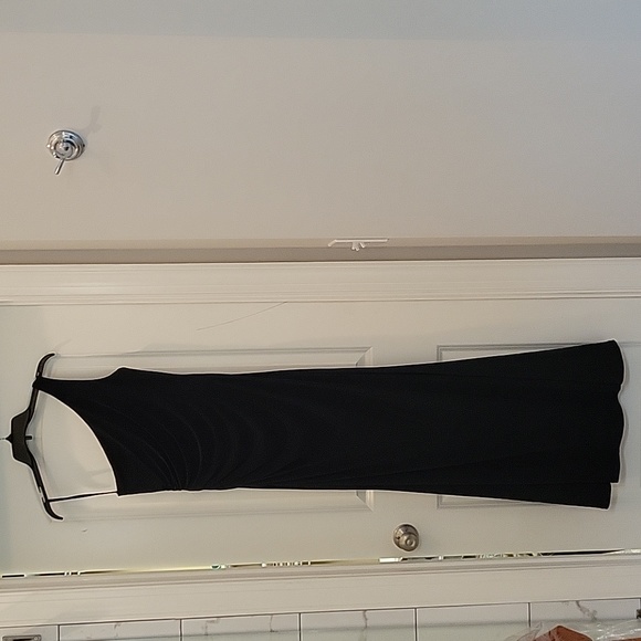 Navy Blue Matte Jersey Gown - Picture 2 of 3